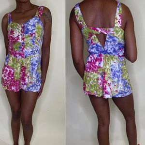 Fun colorful tie dye romper sz S